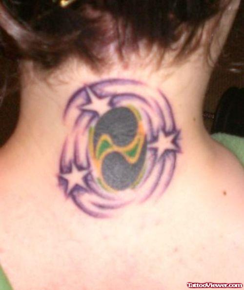 Stars And Cancer Tattoo On Nape