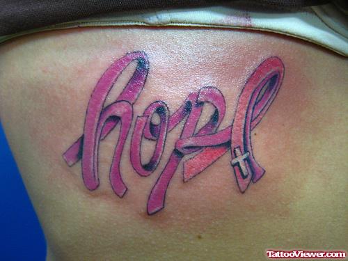 Hope Pink Ribbon Breast Cancer Tattoo