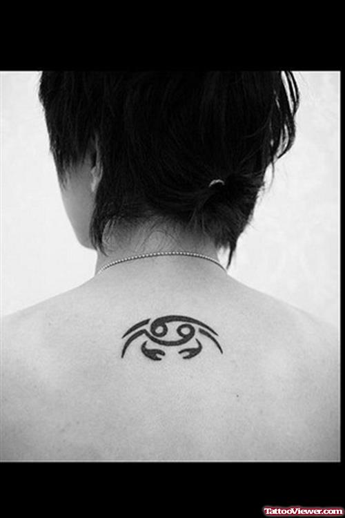Zodiac Cancer Tattoo On Upperback