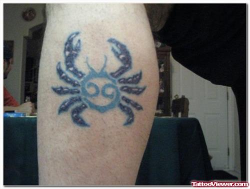Zodiac Cancer Tattoo On Leg