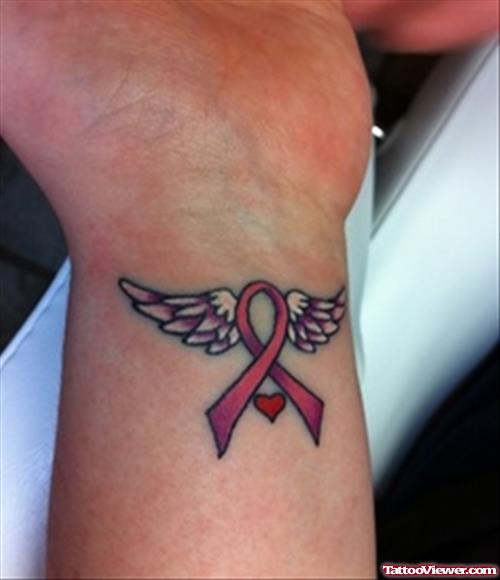 Tiny Star And Winged Cancer Tattoo On Wrist