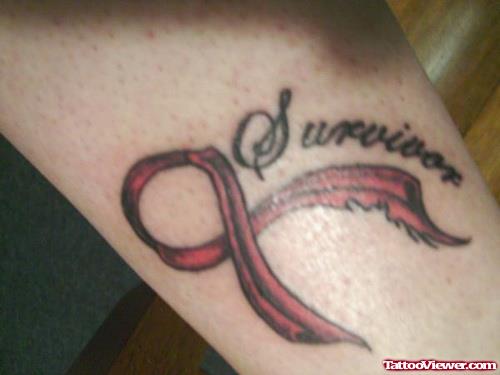 Survivor Ribbon Breast Cancer Tattoo