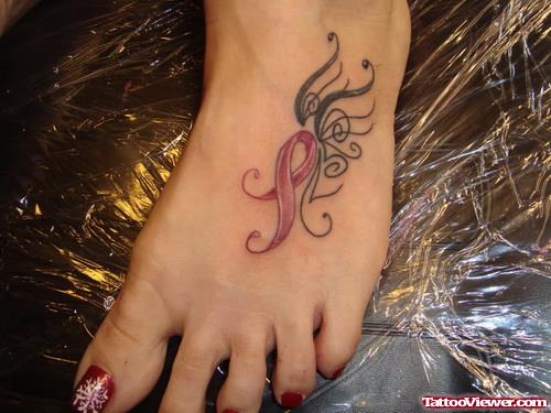 Girl Left Foot Cancer Tattoo