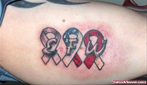 E F W Ribbon Cancer Tattoos