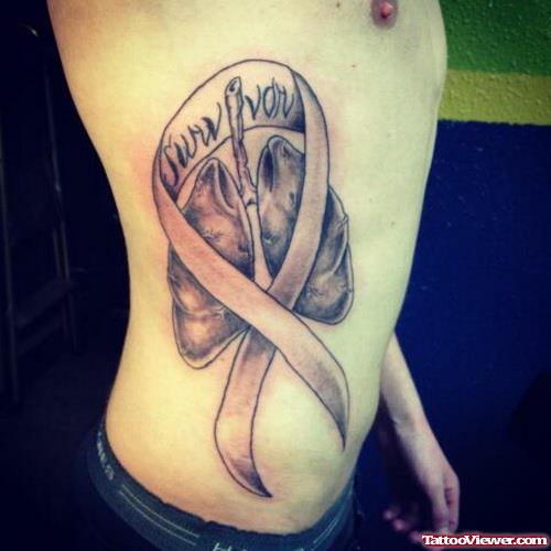Cancer Survivor Ribbon Tattoo