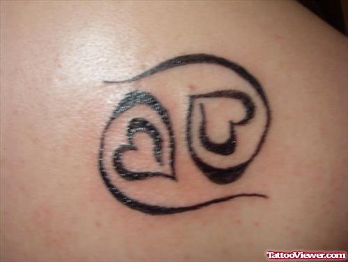 Black Tribal Hearts Zodiac Cancer Tattoo
