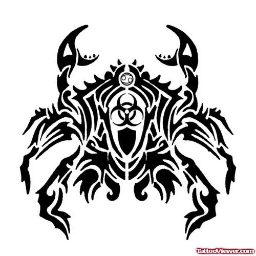 Tribal Crab Cancer Tattoo Design