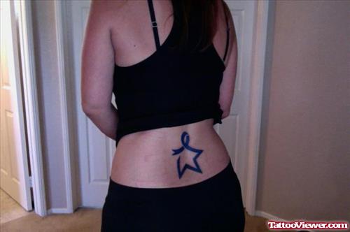 Star And Cancer Ribbon Tattoo