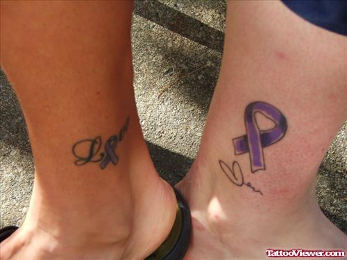 Love And Cancer Tattoos On Ankle