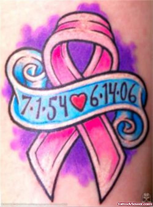 Memorial Banner Pink Ribbon Cancer Tattoo