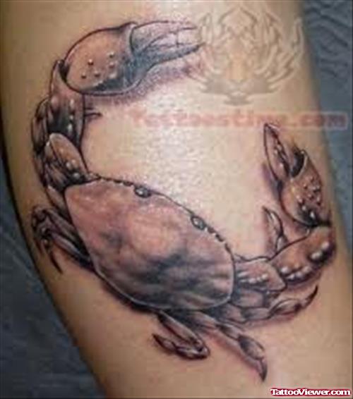 Grey Ink Crab Cancer Tattoo