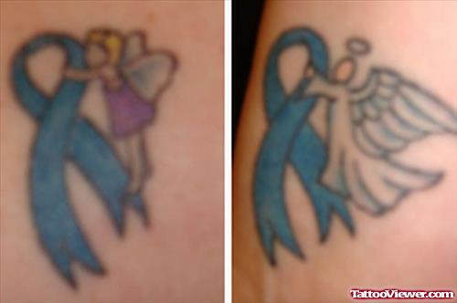 Fairy And Angel Breast Cancer Tattoo