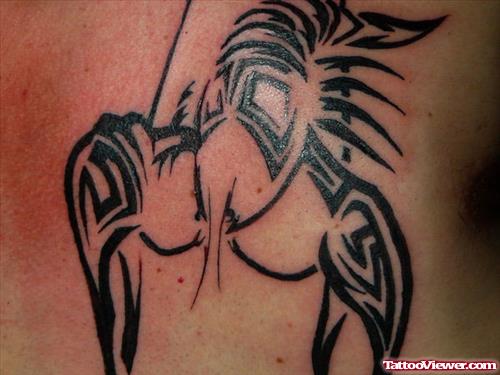 Black Tribal Cancer Zodiac Tattoo