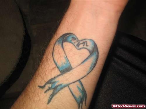 Blue Ribbon Cancer Tattoo