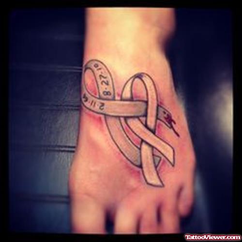 Left Foot Breast Cancer Tattoo