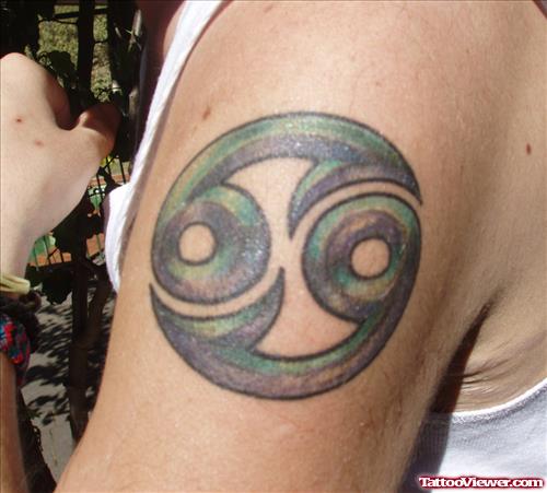 Cancer Zodiac Tattoo On Half Sleeve
