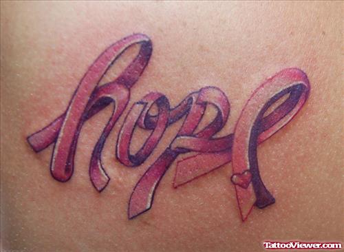 Breast Cancer Hope Ribbon Tattoo