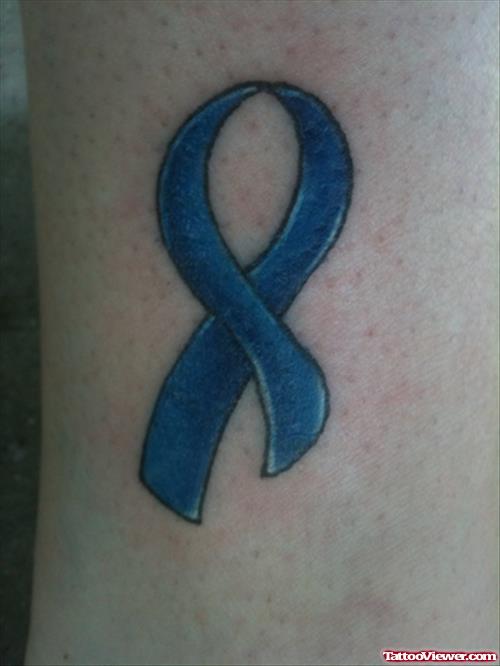Blue Ribbon Breast Cancer Tattoo