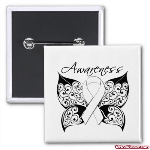 Awareness Ribbon Butterfly Wings Cancer Tattoo Design