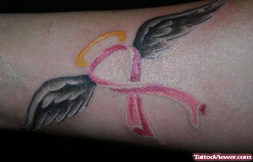 Angel Winged Pink Ribbon Cancer Tattoo