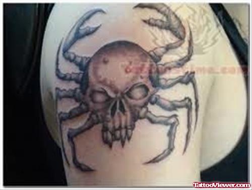 Skull Cancer  Tattoo On Shoulder