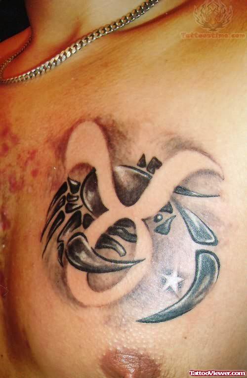 Cancer Zodiac Tattoo On Chest
