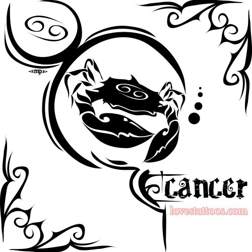 Black Cancer Tattoo Design