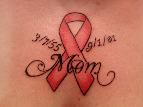 Memorial Mom Ribbon Cancer Tattoo