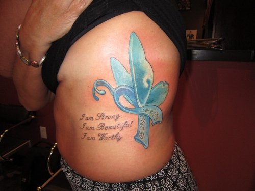 Left Rib Side Cancer Tattoo