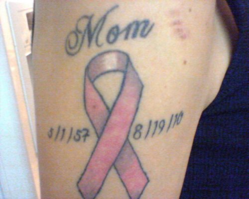 Mom Memorial Cancer Tattoo On Right Shoulder