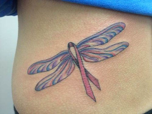 Dragonfly With Breast Cancer Tattoo
