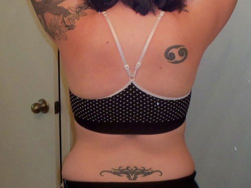 Girl Back Body Cancer Tattoo