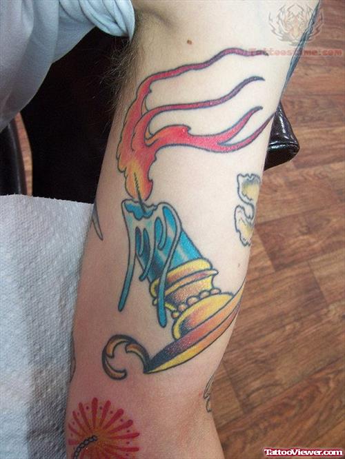 Color Ink Candle Tattoo