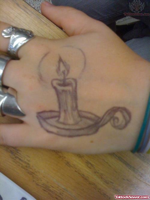 Candle Light Tattoo On Hand
