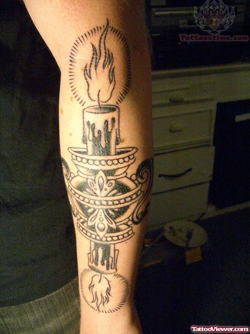 Lighting Candle Tattoo On Arm