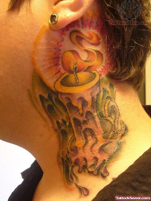 Candle Tattoo On Neck