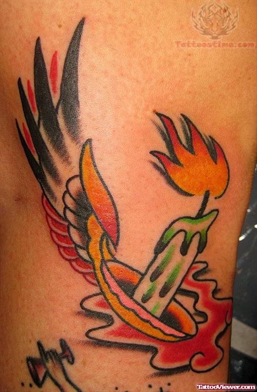 Winged Candle Tattoo