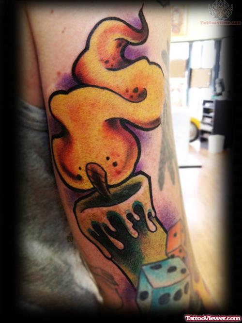 Candle And Dice Tattoo