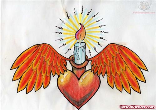 Sacred Heart Candle Tattoo Design