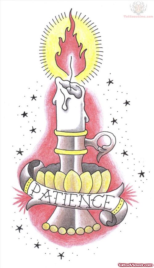 Patience Candle Tattoo Design