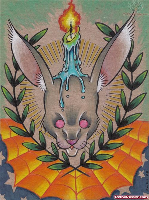 Rabbit Candle Tattoo Design