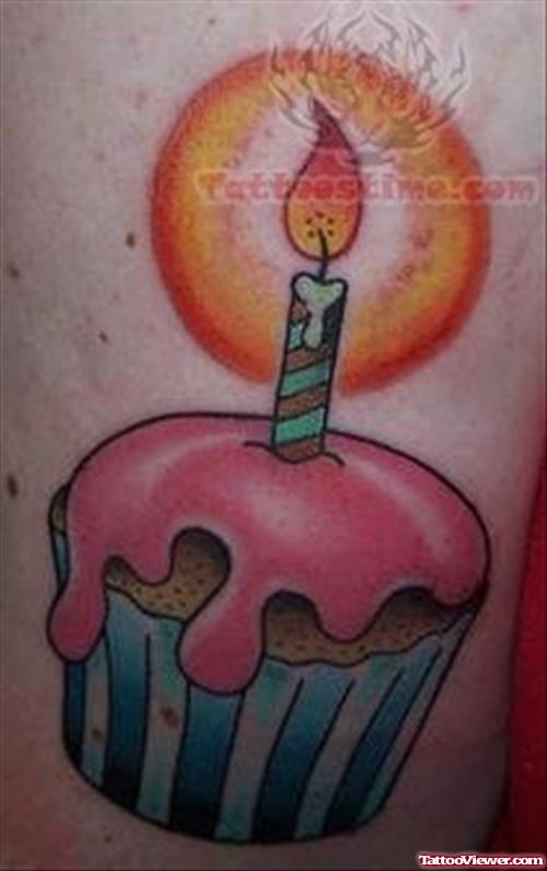 Cup Cake Candle Tattoo