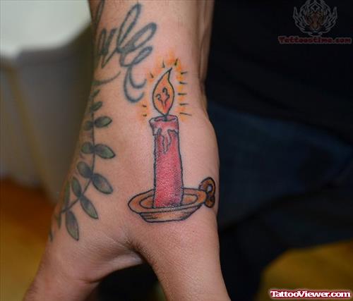 Charming Candle Tattoo On Hand