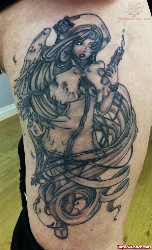 Angel With Candle Tattoo