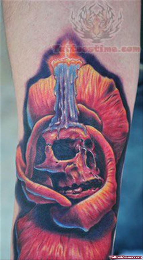 Skull Candle Tattoo On Arm