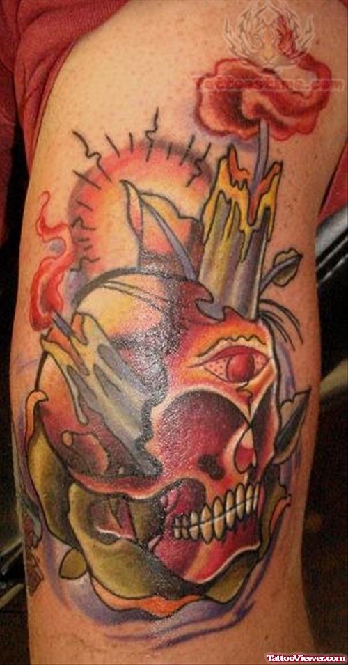 Skull And Candles Tattoo