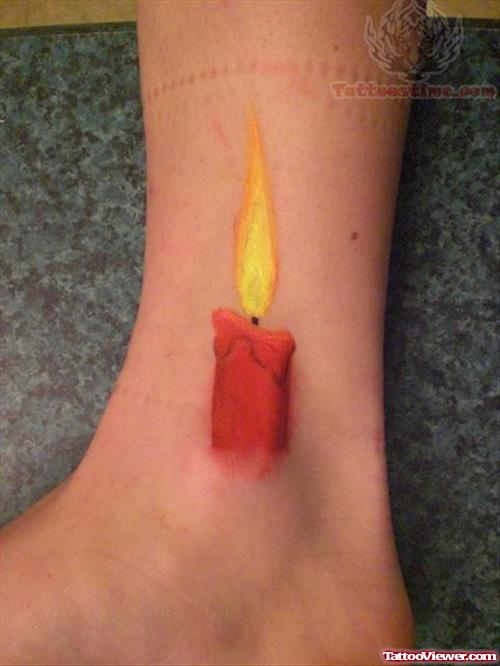 Burning Candle Tattoo On Ankle