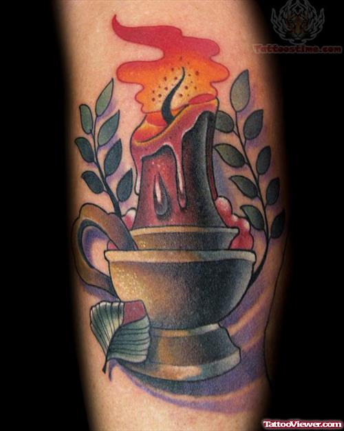 Fire Light Candle Tattoo
