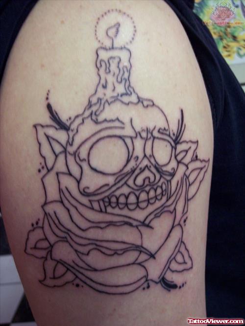 Dia De Los Muertos Skull Candle Tattoo