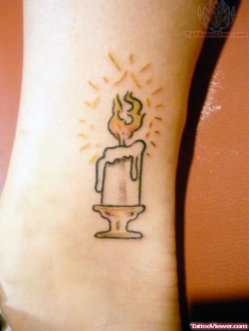 Candle Tattoo On Ankle